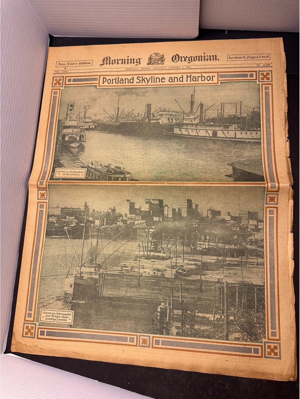 1925 Morning Oregonian New Year’s Edition Portland Skyline Harbor Newspaper